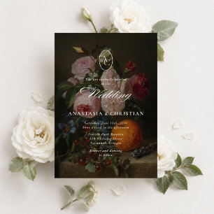 Invitación Boda de arte fino floral vintage 