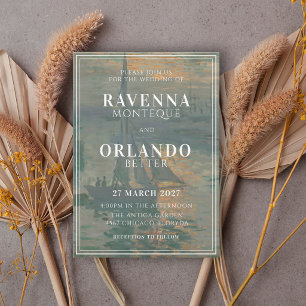 Invitación Boda de arte fino inspirada en Monet Sunrise Marin