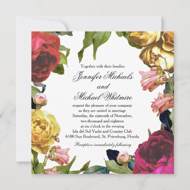 Invitación Boda de arte floral (Anverso)