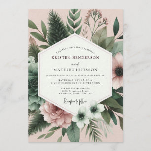 Invitación Boda de Arte Floral de Salvia de Palo de Rosa