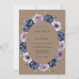 Invitación Boda de Arte Floral Lavanda Marina