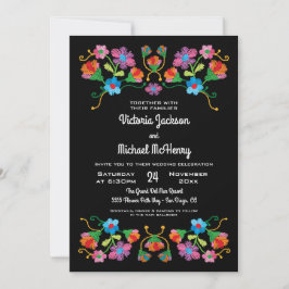 Invitación Boda de arte folclórico con bordado