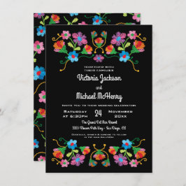 Invitación Boda de arte folclórico con bordado