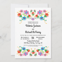 Invitación Boda de arte folclórico con bordado