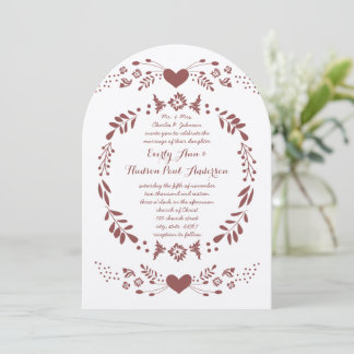 Invitación Boda de arte folclórico floral bohemio y ruso