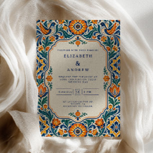 Invitación Boda de Arte Folclórico Vibrante Talavera