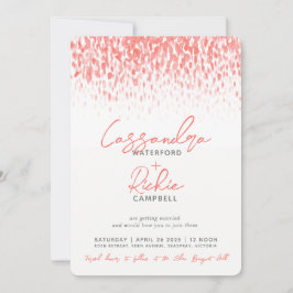 Invitación Boda de arte gris de coral vivo con cascada