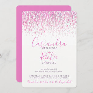 Invitación Boda de arte gris púrpura rosa con cascada