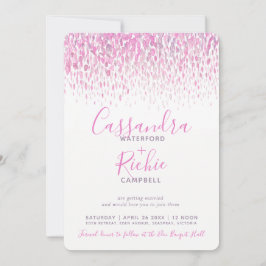 Invitación Boda de arte gris púrpura rosa con cascada