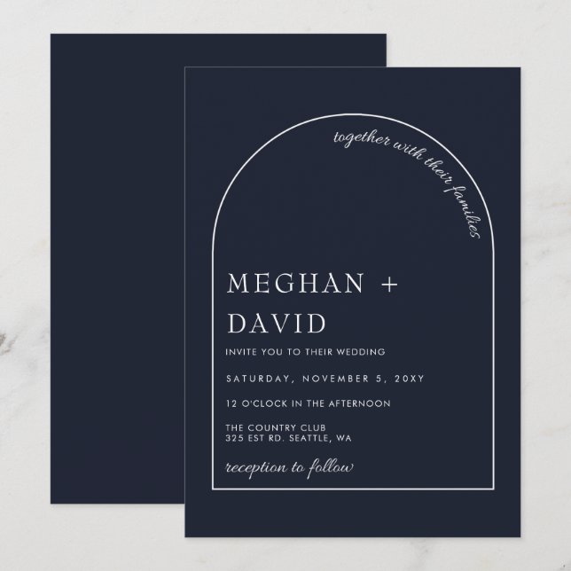 Invitación Boda de arte moderno de la armada rusa de boho (Anverso / Reverso)
