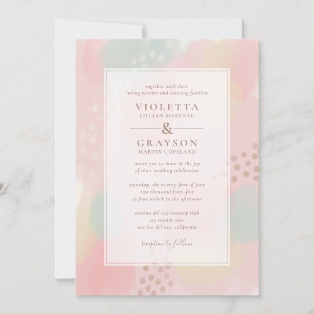 Invitación Boda de arte moderno Dreamy Pastel (Anverso)