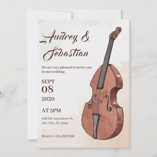 Invitación Boda de arte musical (Anverso)