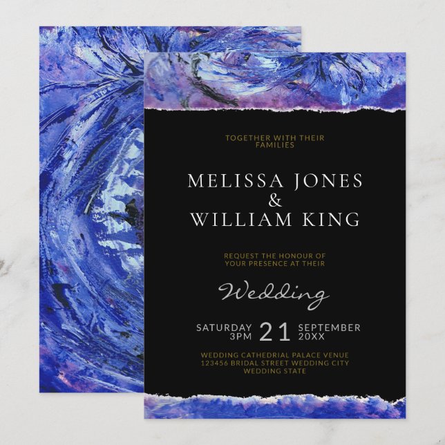 Invitación Boda de arte negro (Anverso / Reverso)