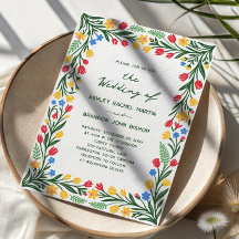 Boda de arte popular con flores silvestres colorid