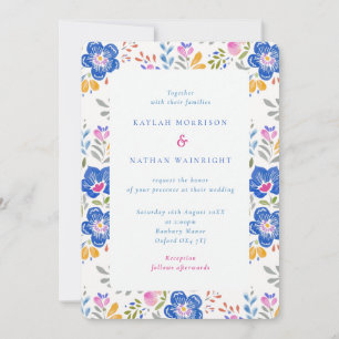 Invitación Boda de Arte Popular Floral Vibrante