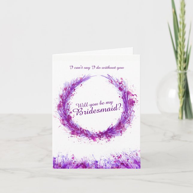 Invitación Boda de arte púrpura, ¿serás mi dama de honor? (Anverso)