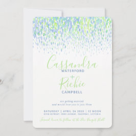 Invitación Boda de arte verde azul en cascada