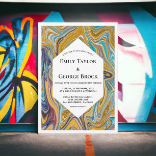 Invitación Boda de Artista de Pintura Líquida de Arte Resumen