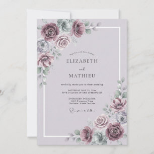 Invitación Boda de Artística Floral Rosa Polvorienta