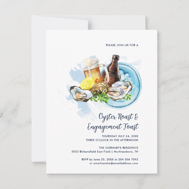 Invitación Boda de Asado de Ostiones Compromiso Fiesta de Mar (Anverso)