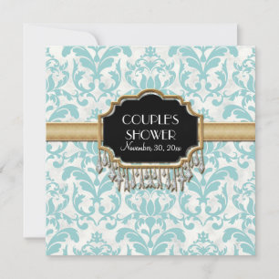 Invitación Boda de aspecto de dorado de Damask con problemas 