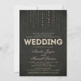 Invitación Boda de aspecto de Purpurina negro y dorado