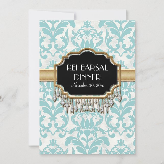 Invitación Boda de aspecto dorado del amortiguador con proble (Anverso)