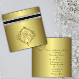 Invitación Boda de aspecto grabado dorado