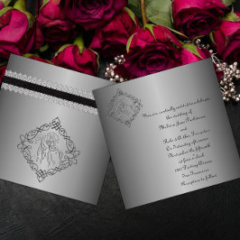 Invitación Boda de aspecto grabado plateado
