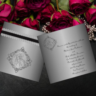 Invitación Boda de aspecto grabado plateado