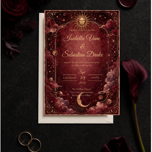 Invitación Boda de astrología celestial temperamental (Subido por el creador)