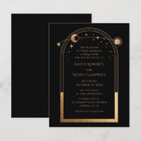 Boda de Astronomía Mystical Black Gold Sun Moon