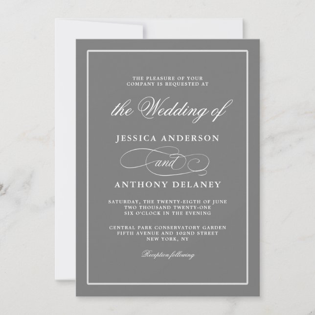 Invitación Boda de asuntos sencillamente elegante (Anverso)