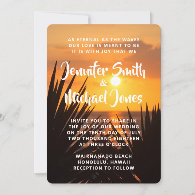 Invitación Boda de atardecer (Anverso)