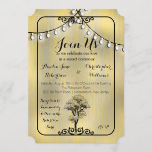 Invitación Boda de atardecer de cadena ligera rústica lavada