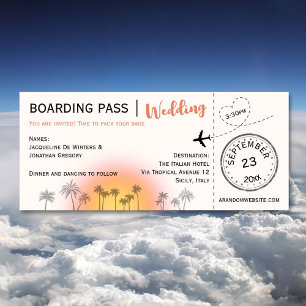 Invitación Boda de atardecer tropical para personalizado