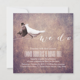 Invitación Boda de Aves Amantes Grunge Artístico