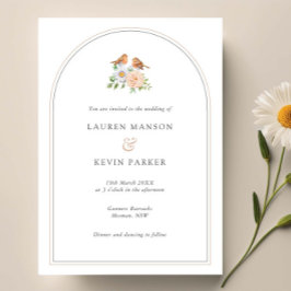 Invitación Boda de aves amorosas clásicas