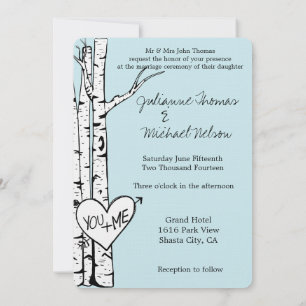 Invitación Boda de Aves Blancas Sky Blue