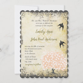 Invitación Boda de Aves de Amo de Árbol Rosa de Hoz Romántica