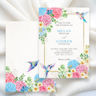Invitación Boda de aves florales estéticas