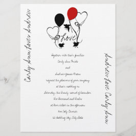 Invitación Boda de Aves, Globos y Corazones