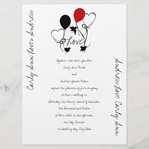 Invitación Boda de Aves, Globos y Corazones