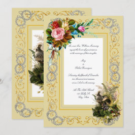 Invitación Boda de Aves y Bouquets de la era victoriana