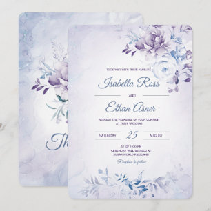 Invitación Boda de Azul Claro y Lavanda