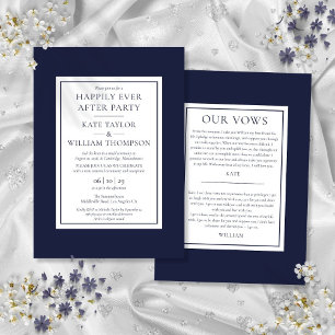 Invitación Boda de Azul Marino Happily Ever After Party Prome