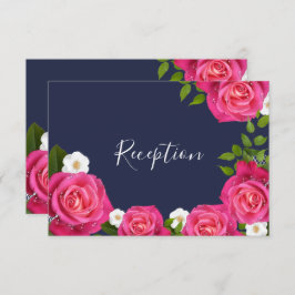 Invitación Boda de Azul Medianoche y Rosa - Recepción