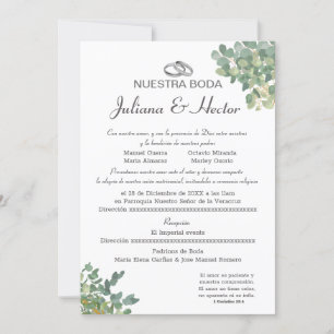 Invitación Boda de Azul Pastel y Verdor