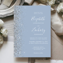 Boda de azul polvoriento moderno con borde de bril