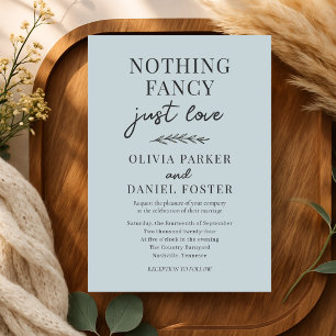 Invitación Boda de Azul Polvoriento Nada Elegante Solo Amor